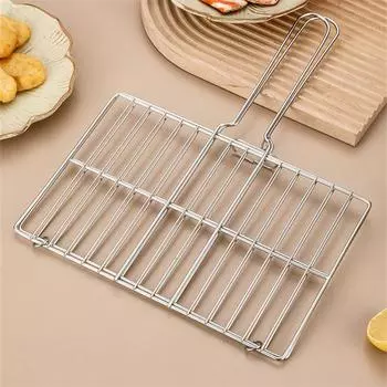 Складная сетка для барбекю из нержавеющей стали, сетка для рыбы на гриле, переносные щипцы для барбекю, аксессуары для готовки, зажим для овощей с ручкой