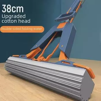 Складная швабра двойного назначения с большой впитывающей губкой для сухой и влажной уборки, управление без помощи рук