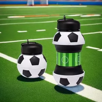 Складная силиконовая бутылка для воды 550 мл, герметичная бутылка для питья, портативная футбольная/баскетбольная бутылка для питья для детей и мужчин 500-550ml