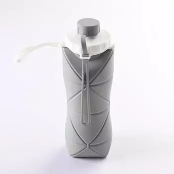 Складная силиконовая бутылка для воды 600 мл, спортивная бутылка для воды, портативная чашка для воды для путешествий, бега, езды, кемпинга, пешего туризма, чайник 600ml серый