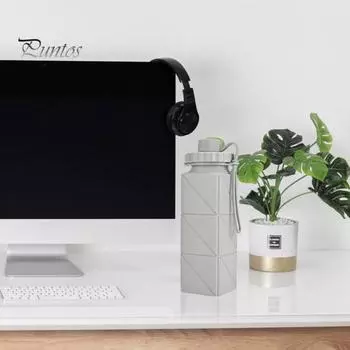 Складная силиконовая бутылка для воды 610 мл, герметичная складная бутылка для воды для путешествий, кемпинга, походов, спорта на открытом воздухе, без BPA, портативная многоразовая чашка для воды серый