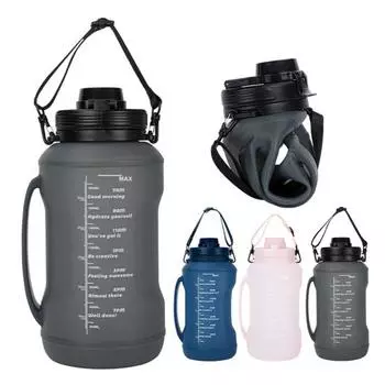 Складная силиконовая бутылка для воды объемом 2 л с трубочкой, не содержащая бисфенол-А, герметичная, портативная, легкая, для езды на велосипеде, фитнеса, спорта, путешествий, складная кружка для питья синий