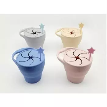 Складная силиконовая чашка для закусок Pony Baby, розовая, 1 шт.