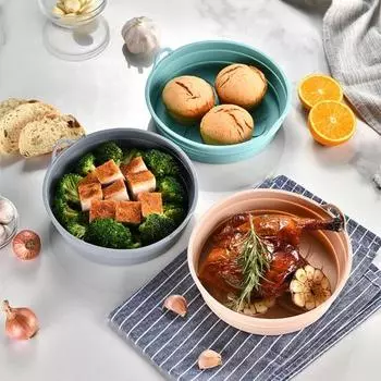 Складная силиконовая форма для выпечки, термостойкие ручки, компактная круглая подставка для сковороды, кухонные принадлежности светло-серый