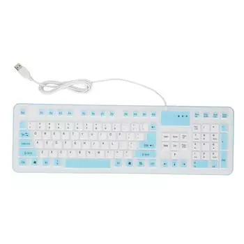 Складная силиконовая клавиатура 106 клавиш водонепроницаемая пылезащитная складная USB проводная бесшумная силиконовая синий