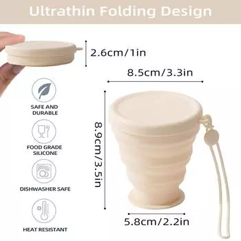 Складная силиконовая кружка для воды Leeseph с крышкой, складная дорожная кофейная кружка, многоразовые переносные кружки для кемпинга и путешествий белый