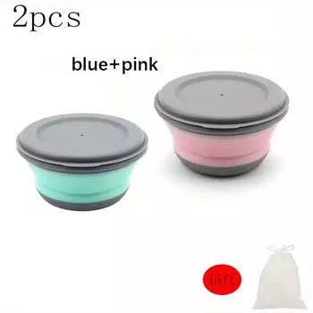 Складная силиконовая миска, складной ланч-бокс, переносная салатница, набор для кухни, пикника, кемпинга, салатницы на открытом воздухе синий