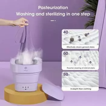 Складная стиральная машина для нижнего белья, носков, стирки детской одежды, портативная стиральная машина для дома, путешествий, кемпинга, центрифуга с ведром us фиолетовый