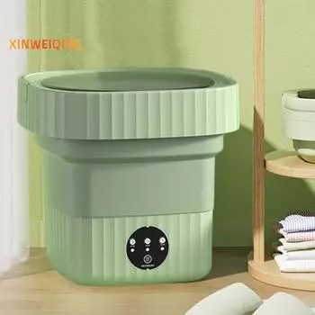 Складная стиральная машина компактного размера, малошумные энергосберегающие носки детская одежда мини-стиральная машина принадлежности для ванной комнаты EU Plug зелёный