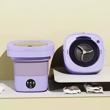 Складная стиральная машина объемом 7 л с низким уровнем шума и высокой частотой удаления пятен. Компактная портативная конструкция. Стирка детской одежды. зелёный