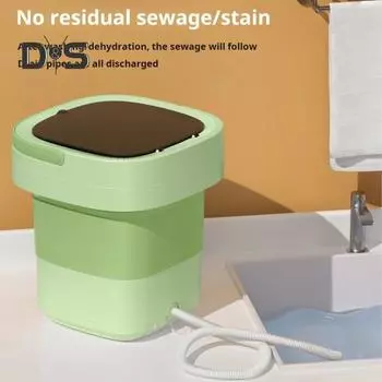 Складная стиральная машина объемом 7 л с высоким уровнем шума, компактная портативная конструкция, стиральная машина для нижнего белья и детской одежды зелёный