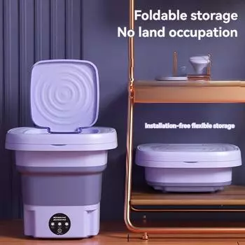 Складная стиральная машина объемом 8 л, небольшая автоматическая стиральная машина, портативная, многофункциональная, для нижнего белья и носков, мини-стиральная машина us фиолетовый