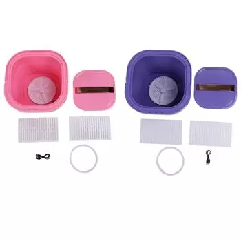 Складная стиральная машина Складная стиральная машина с сушкой Перезаряжаемая портативная мини-стиральная машина для нижнего белья f Pink