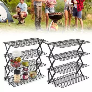 Складная стойка, 4-слойная охлаждающая стойка, антипригарное покрытие, прочная несущая способность, не деформируется, складная стойка для хранения специй Triple Layer