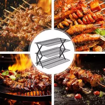 Складная стойка, 4-слойная охлаждающая стойка, антипригарное покрытие, прочная несущая способность, не деформируется, складная стойка для хранения специй Triple Layer