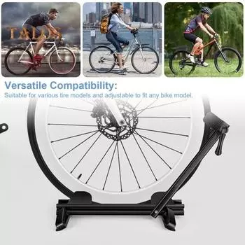 Складная стойка для парковки велосипеда, регулируемая, противоскользящая, прочная, для использования в помещении и на открытом воздухе, в гараже, для горного велосипеда, для езды по дорогам, напольный держатель колеса чёрный