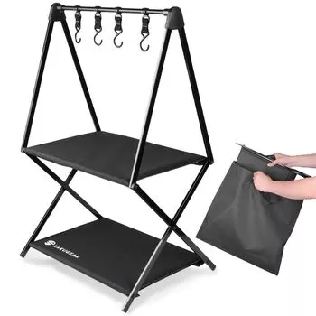 Складная стойка для уличного использования RAKUGEAR Можно повесить с помощью легкой грузоподъемности. В комплекте идет специальный крючок для сумки для хранения, 1,2 кг, 40 кг, черный,