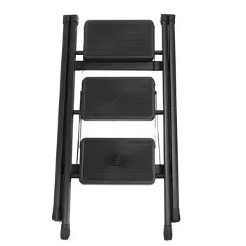 Складная стремянка-табурет с тремя ступеньками и широкой нескользящей педалью, 330,7 фунтов, прочная углеродистая стальная лестница для дома
