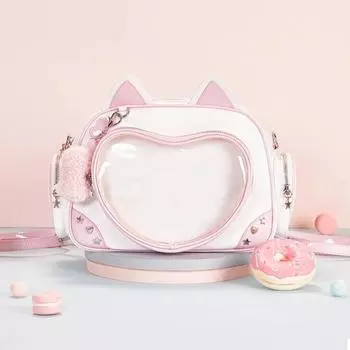 Складная сумка через плечо и регулируемый плечевой ремень, прозрачный карман, школьный рюкзак в стиле преппи