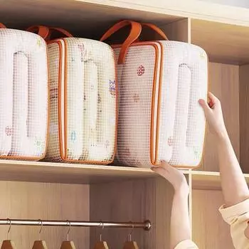 Складная сумка для хранения из ткани с ручками, складные корзины для хранения, сумка для хранения одеял для шкафа 35L-52x33x20cm