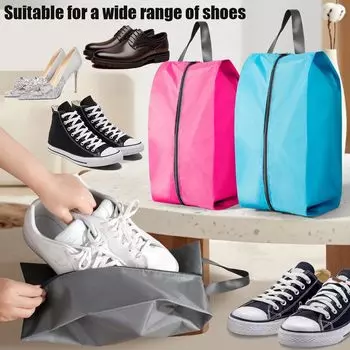 Складная сумка для хранения обуви 3 размера, дорожный органайзер, нейлоновая сумка для обуви с прочным чехлом на молнии, водонепроницаемый карманный органайзер для обуви M-34.5x17x12cm зелёный