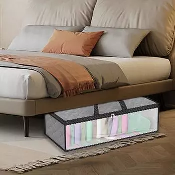 Складная сумка для хранения под кроватью, прозрачная оконная сумка для одеял, чехол для упаковки одежды серый