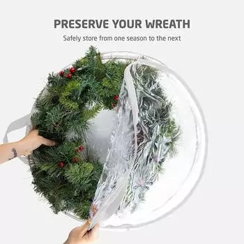 Складная сумка для хранения рождественского венка, сумка для рождественской елки, прозрачная сумка для венка для хранения елочной гирлянды 76*20cm