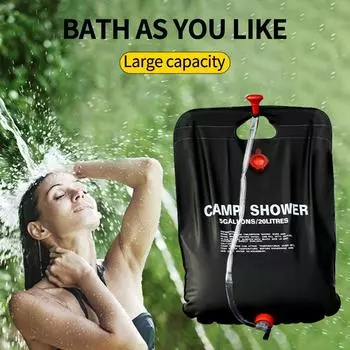 Складная сумка для хранения воды объемом 20 л, быстро нагревающаяся походная сумка для душа, походная сумка для душа с солнечной батареей, съемная душевая насадка со шлангом