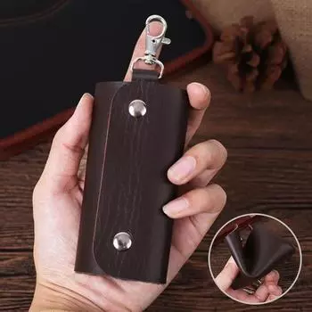 Складная сумка для ключей из однотонной искусственной кожи — идеально подходит для сдачи дома, получения арендной платы или в качестве рекламного подарка чёрный