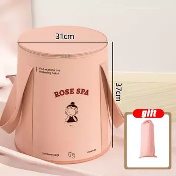 Складная сумка для мытья ног, не пропускающая воду, переносная сумка для ванночки для ног, общежитие Pink (without lid)