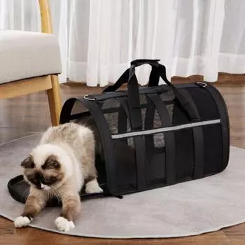 Складная сумка для переноски собак через плечо, дышащая сумка для транспортировки кошек, сумка для выгула домашних животных, кролики S красный