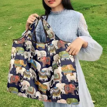 Складная сумка для покупок большой емкости из ткани Оксфорд, красивая тонкая вязаная сумка для покупок для девочек 7