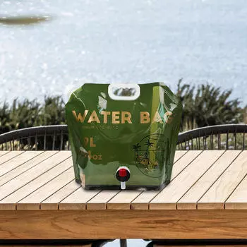 Складная сумка для воды со съемным диспенсером, контейнер для походов на природу зелёный