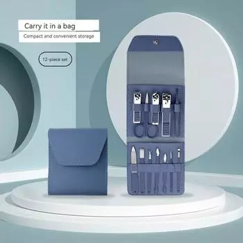 Складная сумка Набор щипчиков для ногтей 12 предметов Набор маникюрных инструментов из нержавеющей стали щипчики для ногтей педикюрный набор для ногтей синий