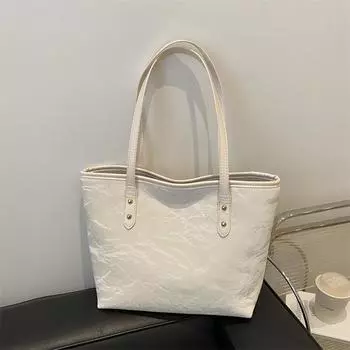 Складная сумка-тоут для женщин, большая вместительная сумка для поездок на работу, сумка через плечо для отдыха, студенческая сумка для занятий коричневый