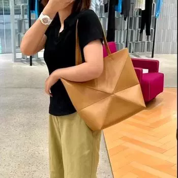 Складная сумка-тоут геометрической формы из коровьей кожи PuzzleFold с большой вместимостью