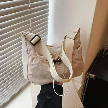 Складная сумка женская 2024 новая популярная модная повседневная сумка через плечо большой вместимости сумка-мессенджер классная сумка для поездок на работу бежевый