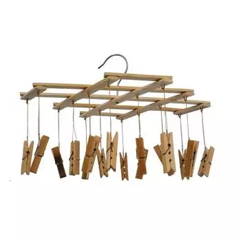 Складная сушилка для белья из бамбука с 16 зажимами, прищепки для белья, вешалка для носков и нижнего белья