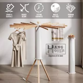 Складная сушилка для белья в стиле «Осьминог», складная бамбуковая сушилка для белья, переносная вращающаяся сушилка для белья, 16 стержней As shown