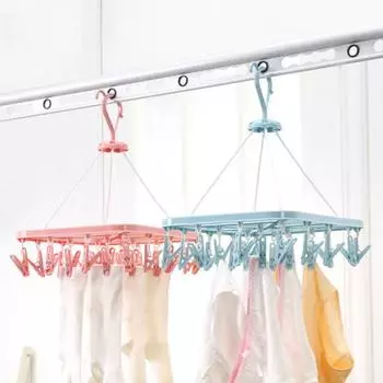 Складная сушилка для носков, нижнее белье, ветрозащитная вешалка, прищепка с 20 зажимами синий