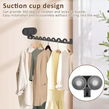 Складная сушилка для одежды без перфорации, настенная, с присоской, для дома, настенная полка для белья из алюминиевого сплава, 1/2 шт. 1Pcs серый