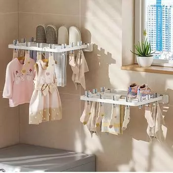 Складная сушилка для одежды, настенный зажим для сушки, ветрозащитный зажим для носков, вешалка для одежды, хозяйственный зажим для сушки носков, экономящий место Plastic Style