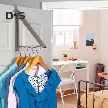 Складная сушилка для одежды, нержавеющая, устойчивая к коррозии металлическая конструкция, экономящая место, органайзер для полотенец над дверью A серый