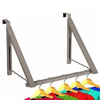 Складная сушилка для одежды Yousheng, нержавеющая, устойчивая к коррозии металлическая конструкция, экономящая место, органайзер для полотенец над дверью A серый