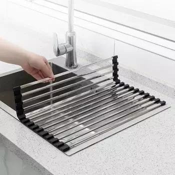 Складная сушилка для посуды из нержавеющей стали для кухонных прилавков Heat A чёрный