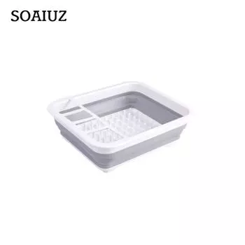 Складная сушилка для посуды, кухонная полка для мисок, крышка для посуды, сливная полка, кухонные аксессуары, корзина-органайзер, многофункциональная полка для посуды серый