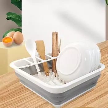 Складная сушилка для посуды, кухонное хранилище, пластиковая посуда, миска для стока воды, поддон для посуды, сушка для посуды, моющаяся белый