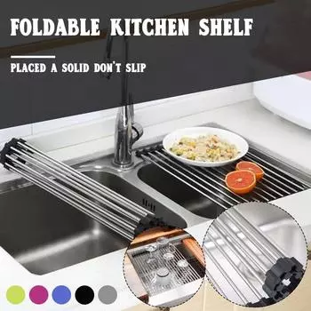 Складная сушилка для посуды над раковиной, подставка для сушки посуды, подставка для бутылок, коврик для сушки пищевых продуктов чёрный