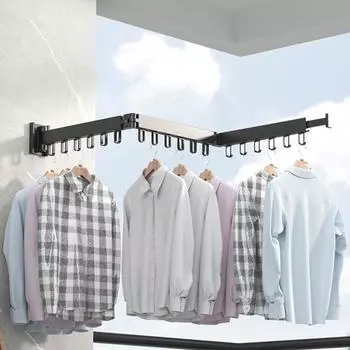 Складная сушилка, выдвижные сушилки для белья, выдвижная двухтактная сушилка из алюминиевого сплава One fold black