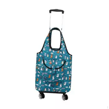 Складная тележка для покупок, продуктовая тележка-сумка на колесиках, ручная, для улицы A